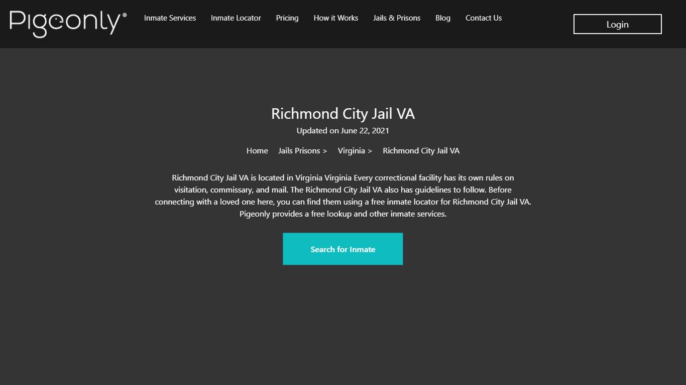 Richmond City Jail VA Inmate Lookup | Virginia