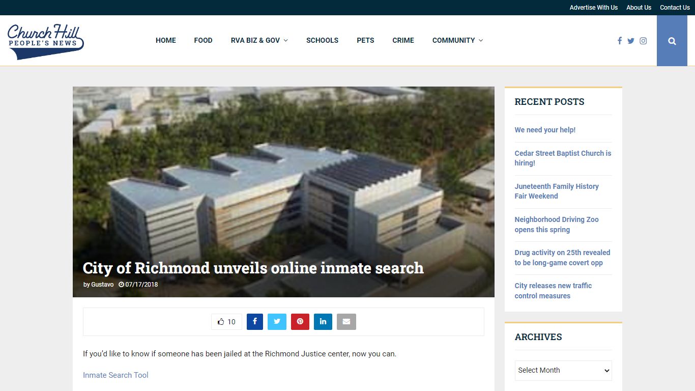 City of Richmond unveils online inmate search - CHPN